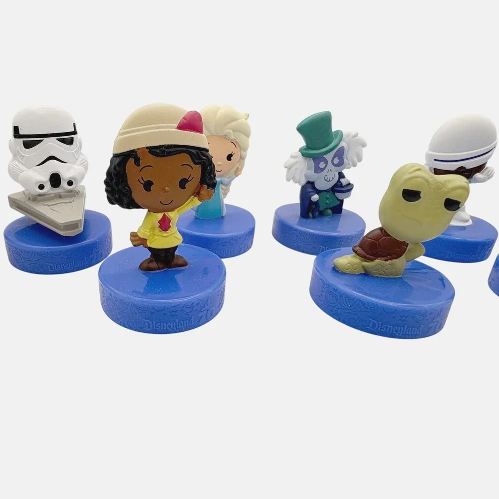Disney Kids Disneyland 70th Anniversary McDonalds Bottle Topper Blue Figure Lot
